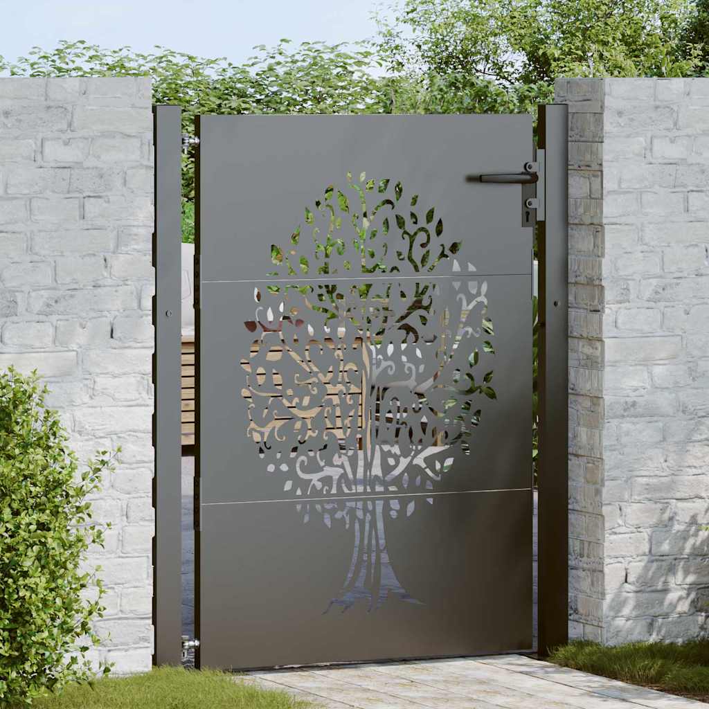 Puutarhaportti Lukkoon Musta 110 X 130 Cm Jauhemaalattu Teräs