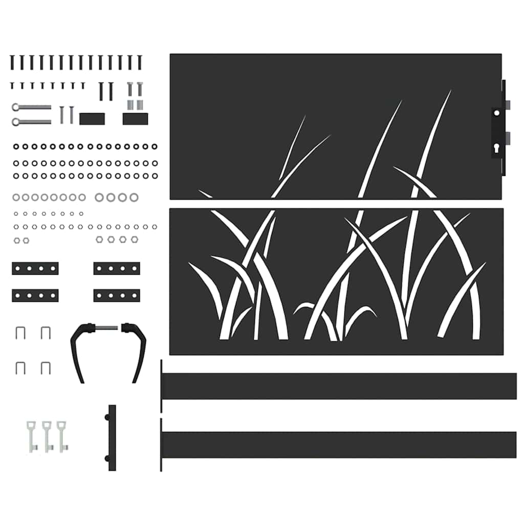 Puutarhaportti Lukkoon Musta 110 X 105 Cm Jauhemaalattu Teräs