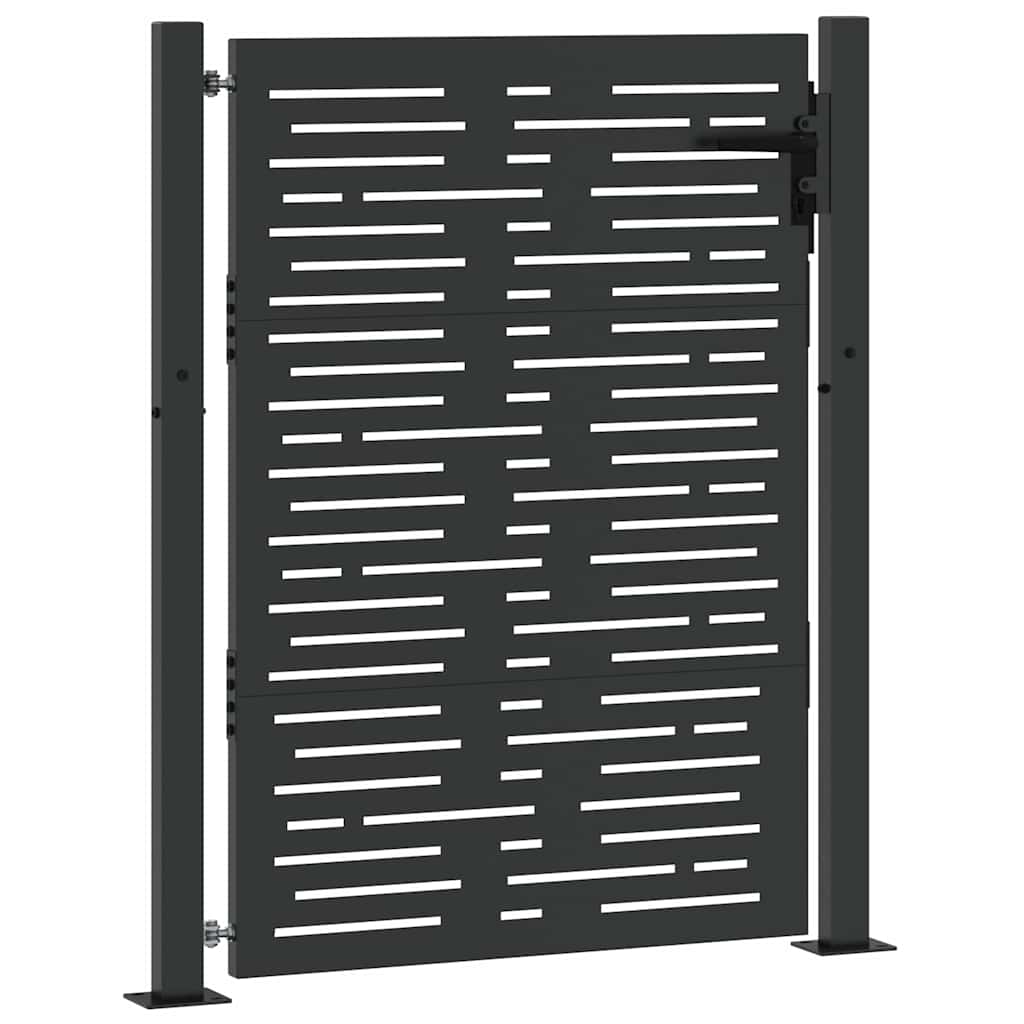 Puutarhaportti Lukkoon Musta 110 X 155 Cm Jauhemaalattu Teräs