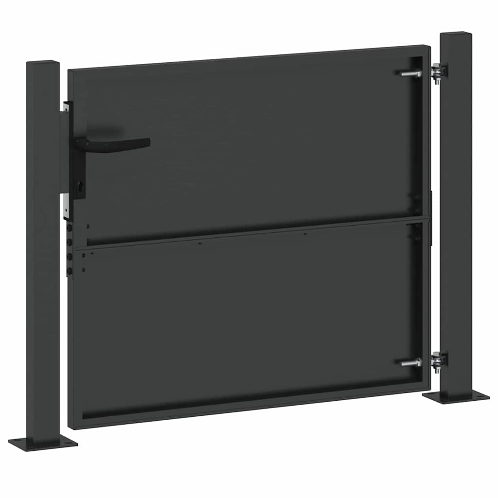 Puutarhaportti Lukkoon Musta 110 X 105 Cm Jauhemaalattu Teräs