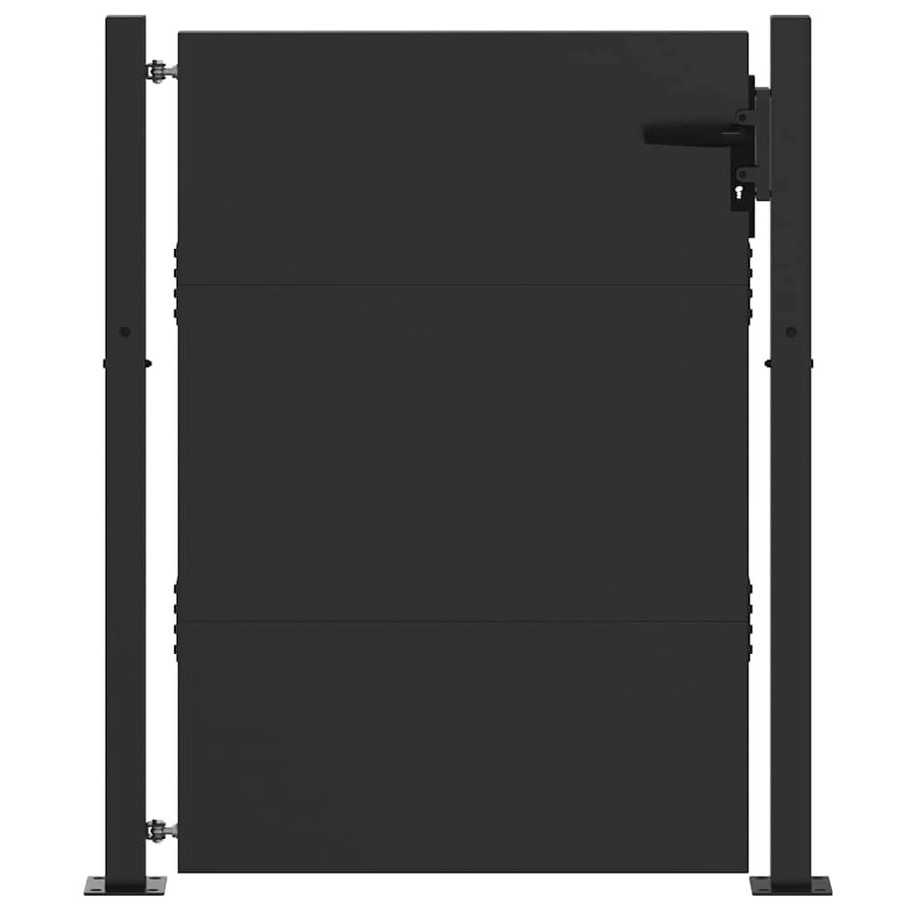Puutarhaportti Lukkoon Musta 105 X 130 Cm Jauhemaalattu Teräs