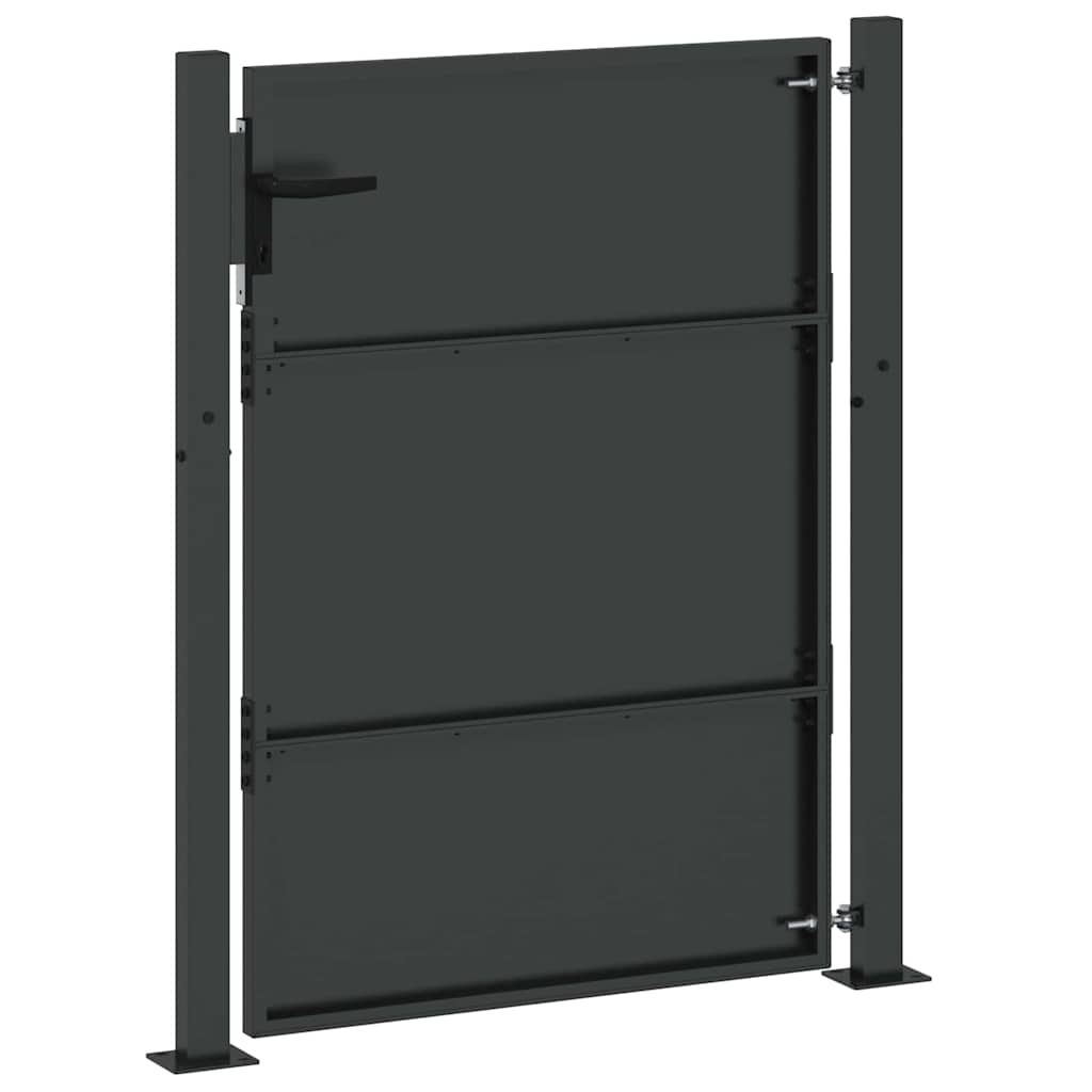 Puutarhaportti Lukkoon Musta 110 X 155 Cm Jauhemaalattu Teräs