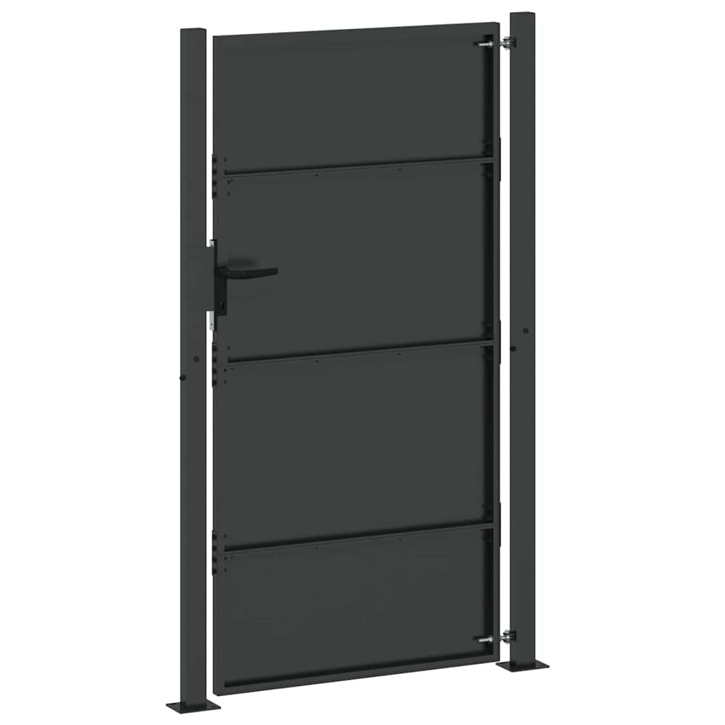 Puutarhaportti Lukkoon Musta 105 X 205 Cm Jauhemaalattu Teräs
