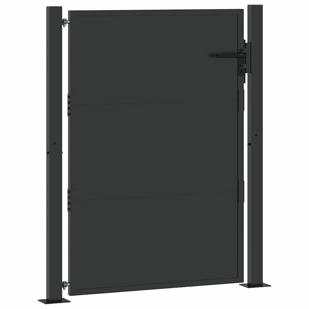 Puutarhaportti Lukkoon Musta 110 X 155 Cm Jauhemaalattu Teräs