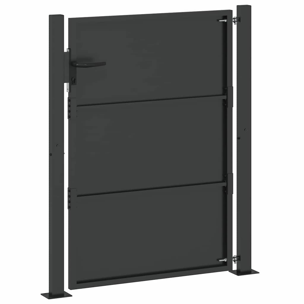 Puutarhaportti Lukkoon Musta 110 X 155 Cm Jauhemaalattu Teräs