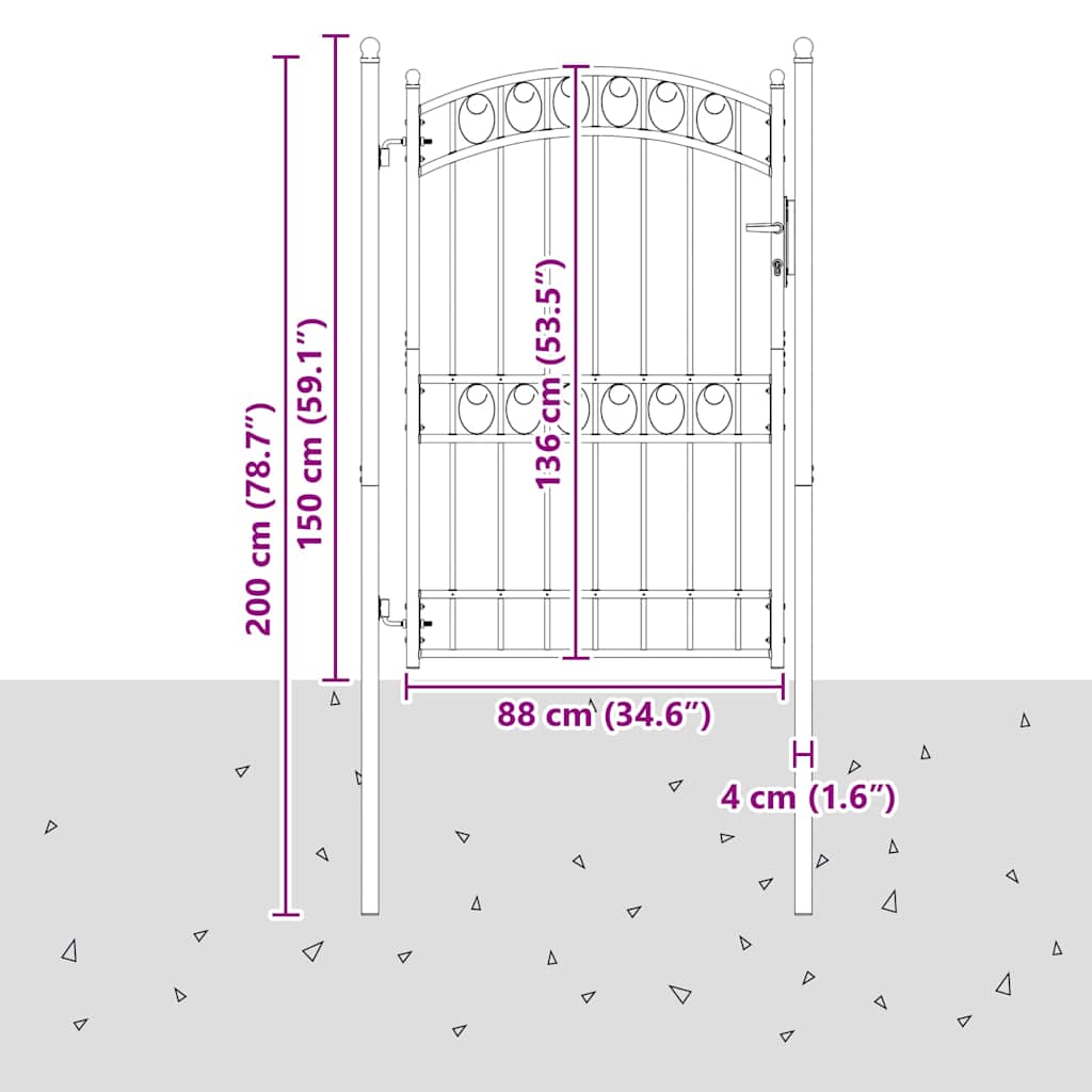 Aitausportti Emmen 200 X 100 Cm Jauhemaalattu Teräs Harmaa