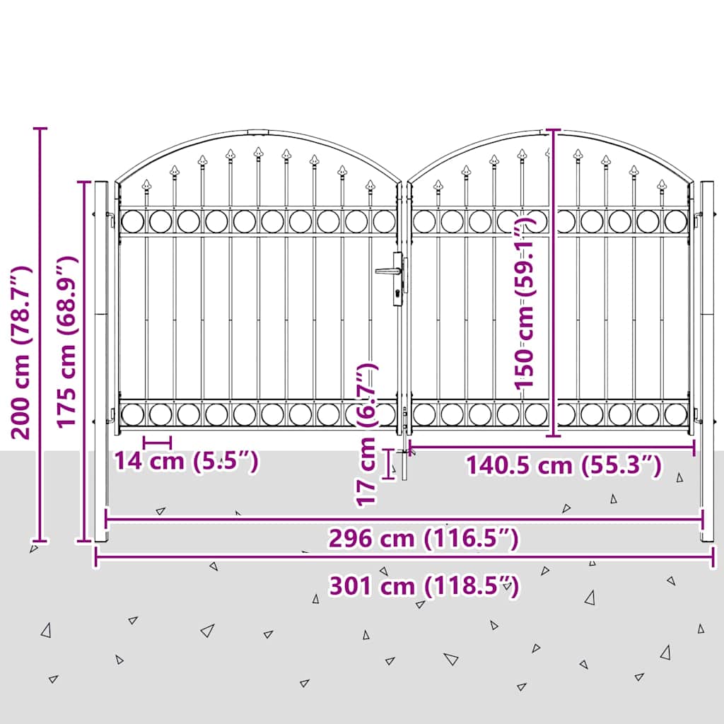 Aitausportti Assen 301 X 200 Cm Teräs Harmaa Lukittava