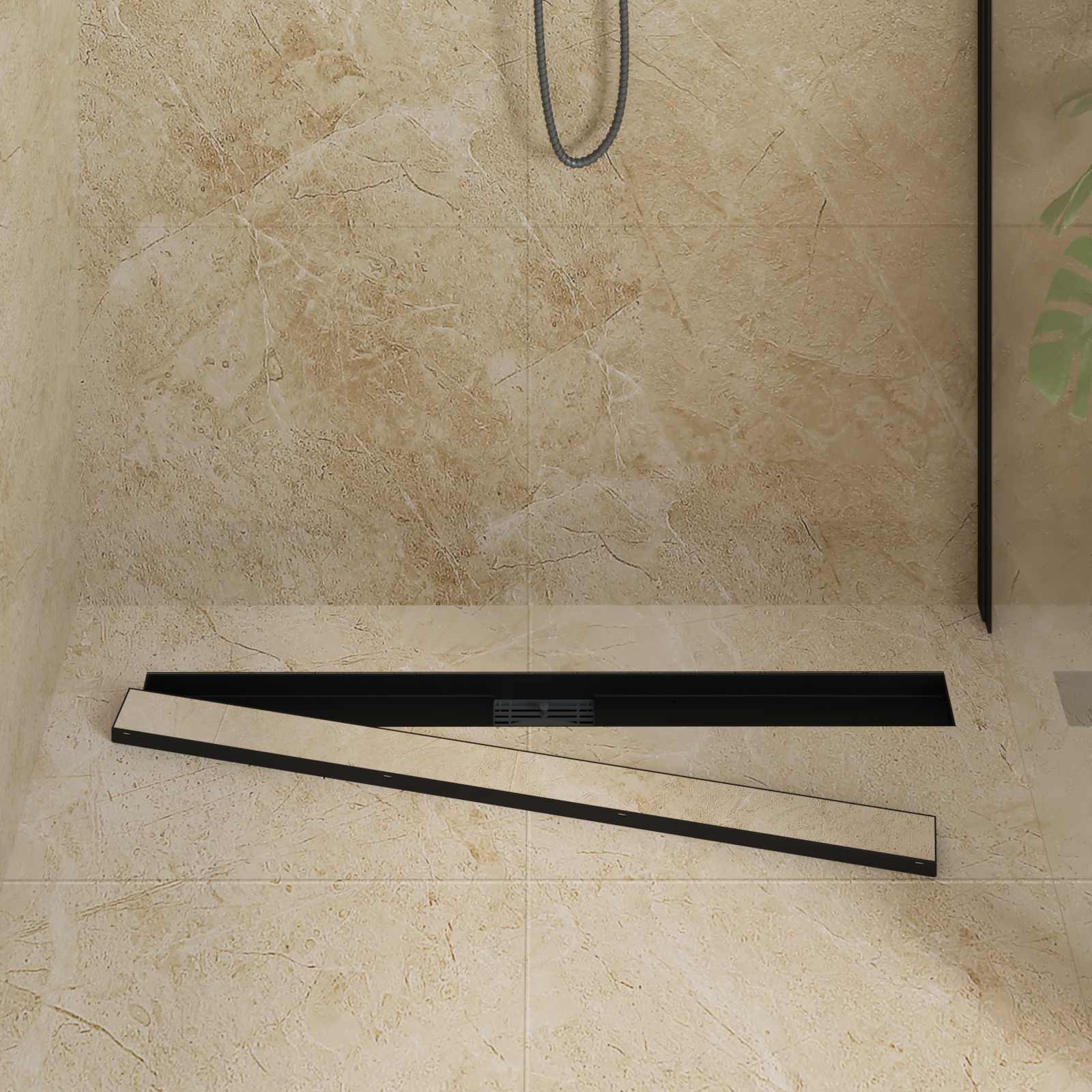 2 In 1 Suihkuviemär Musta 100 Cm Ruostumaton Teräs 304