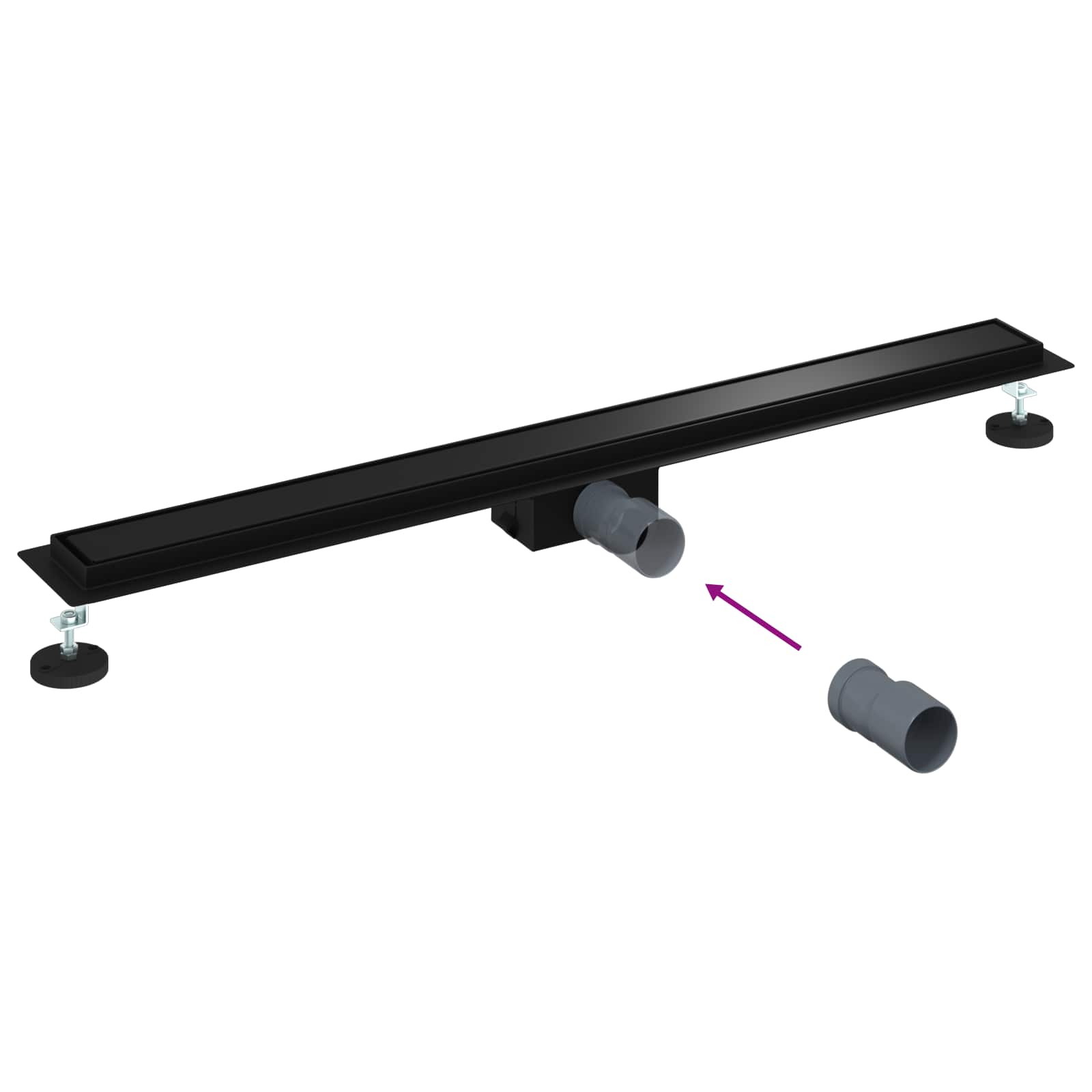 2 In 1 Suihkuviemär Musta 100 Cm Ruostumaton Teräs 304