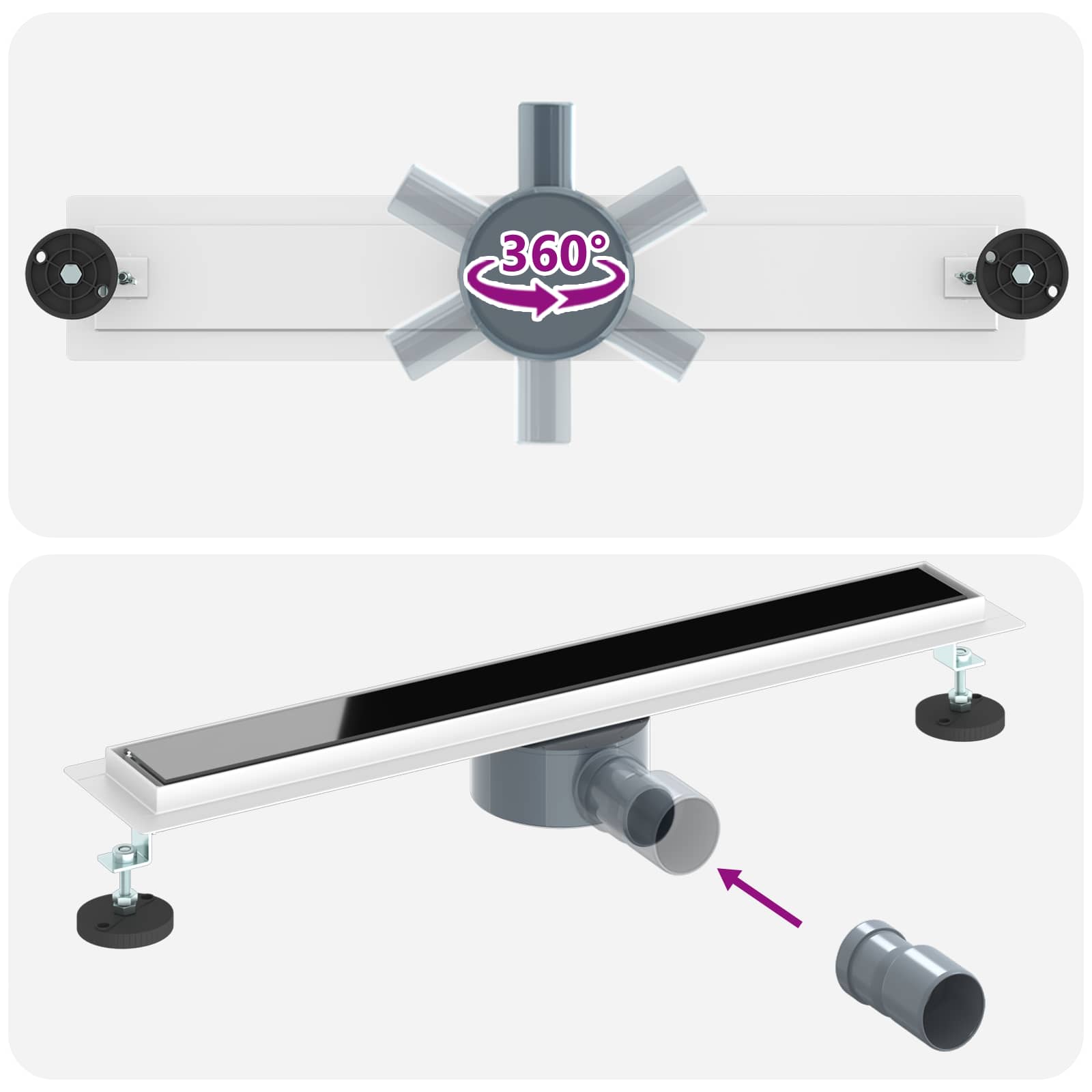 Suihkukaivo Lasikannella Ja 360° Syphonilla Musta 60 Cm