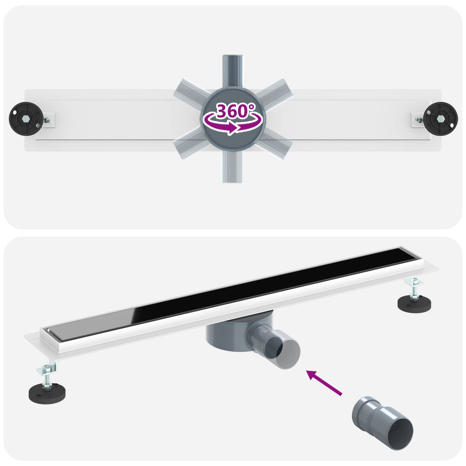 Suihkukaivo Lasikannella Ja 360° Syphonilla Musta 70 Cm