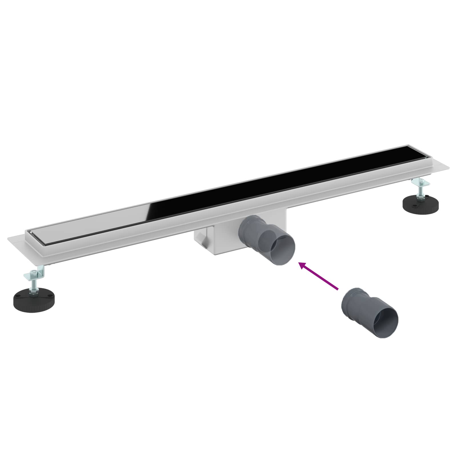 Suihkuviemäri Lasikannella Musta 70 Cm Ruostumaton Teräs 304