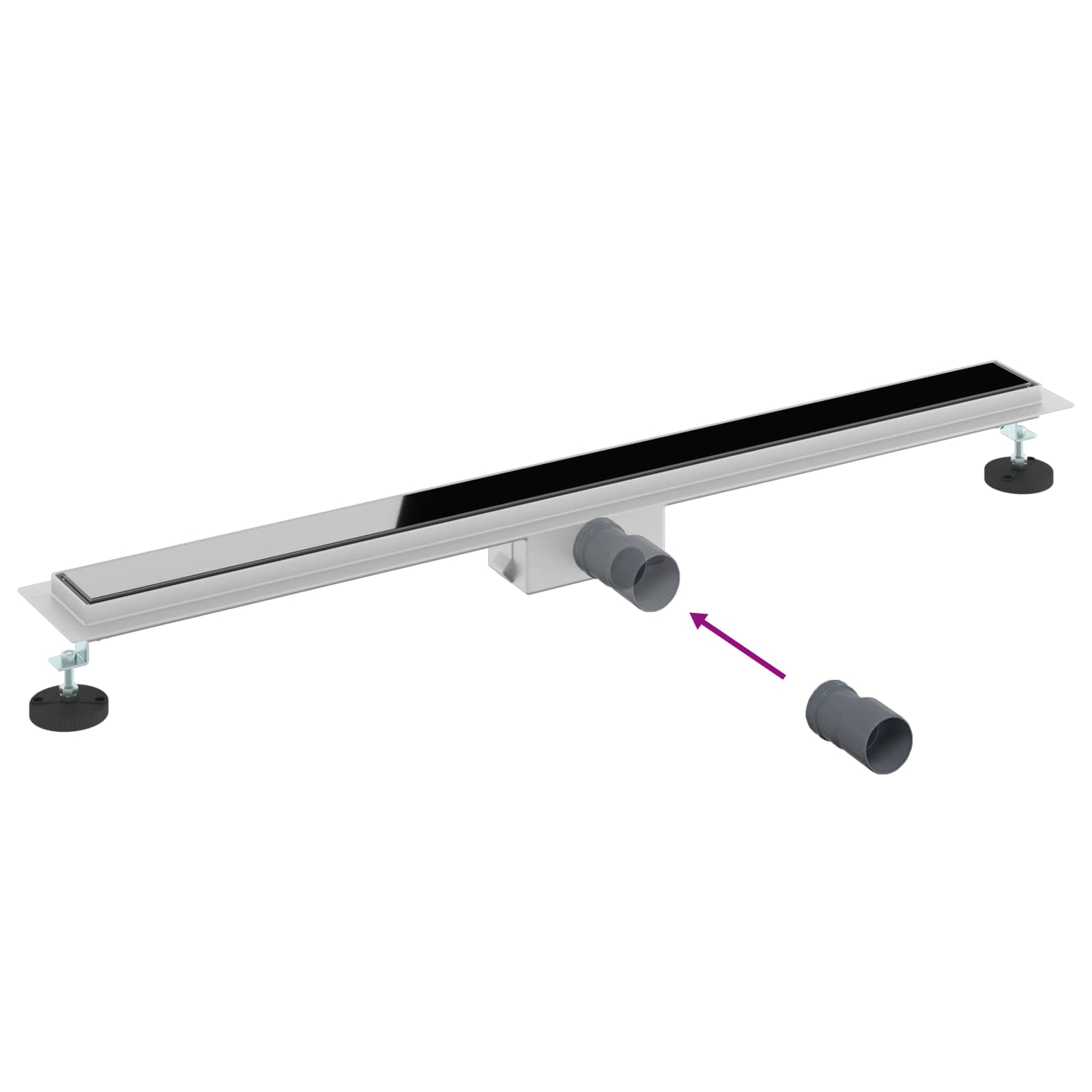 Suihkuviemäri Lasikannella Musta 90 Cm Ruostumaton Teräs 304