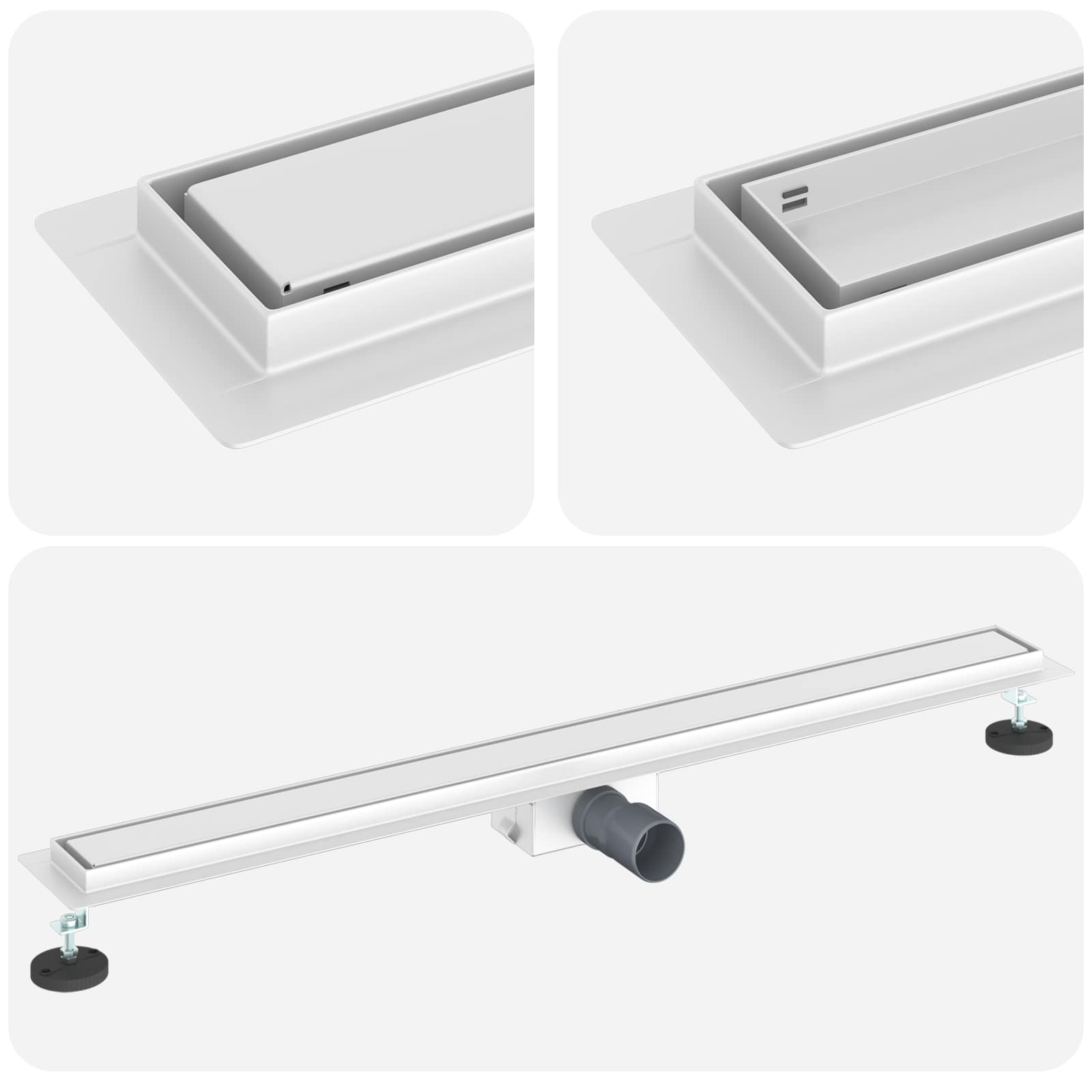 2 In 1 Suihkuviemär Hopea 100 Cm Ruostumaton Teräs 304