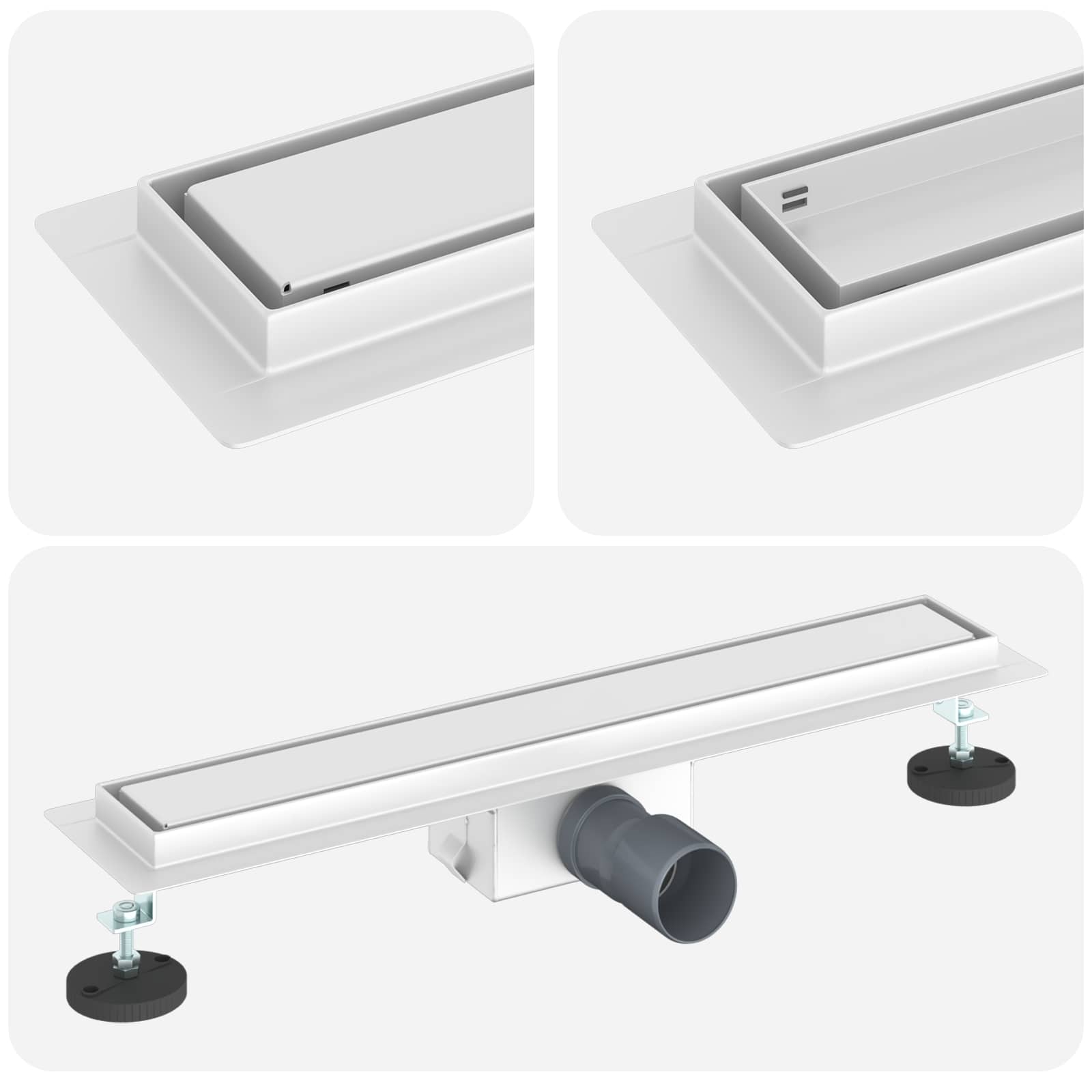 2 In 1 Suihkuviemär Hopea 60 Cm Ruostumaton Teräs 304