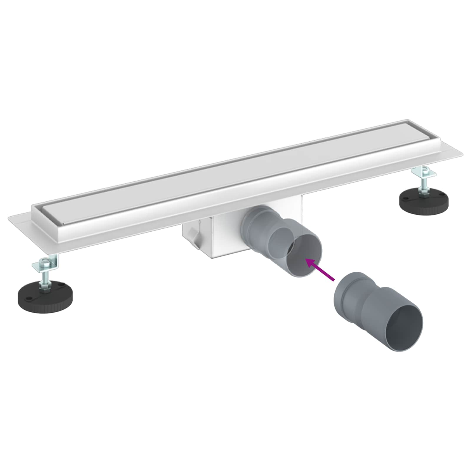 2 In 1 Suihkuviemär Hopea 50 Cm Ruostumaton Teräs 304