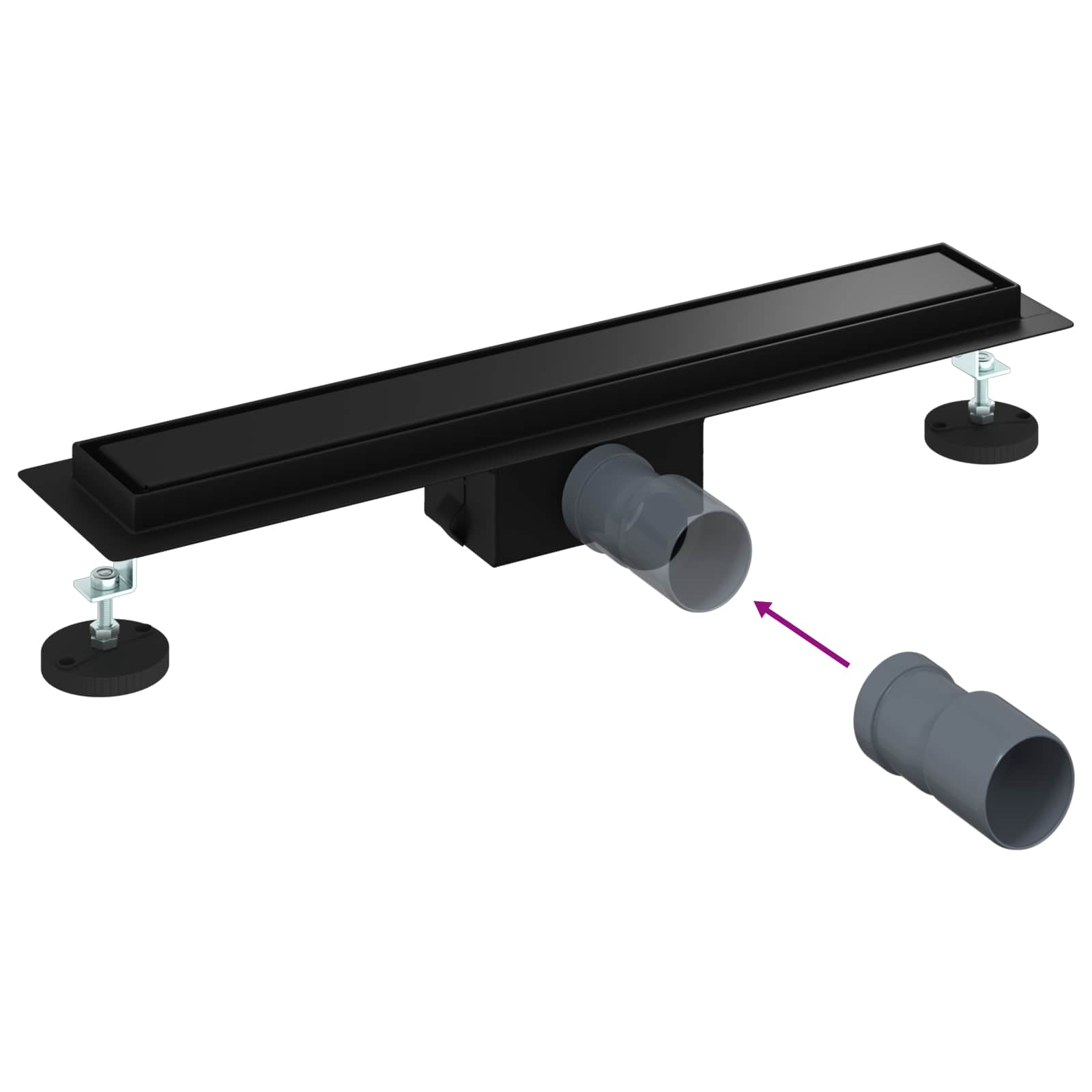 2 In 1 Suihkuviemär Musta 50 Cm Ruostumaton Teräs 304