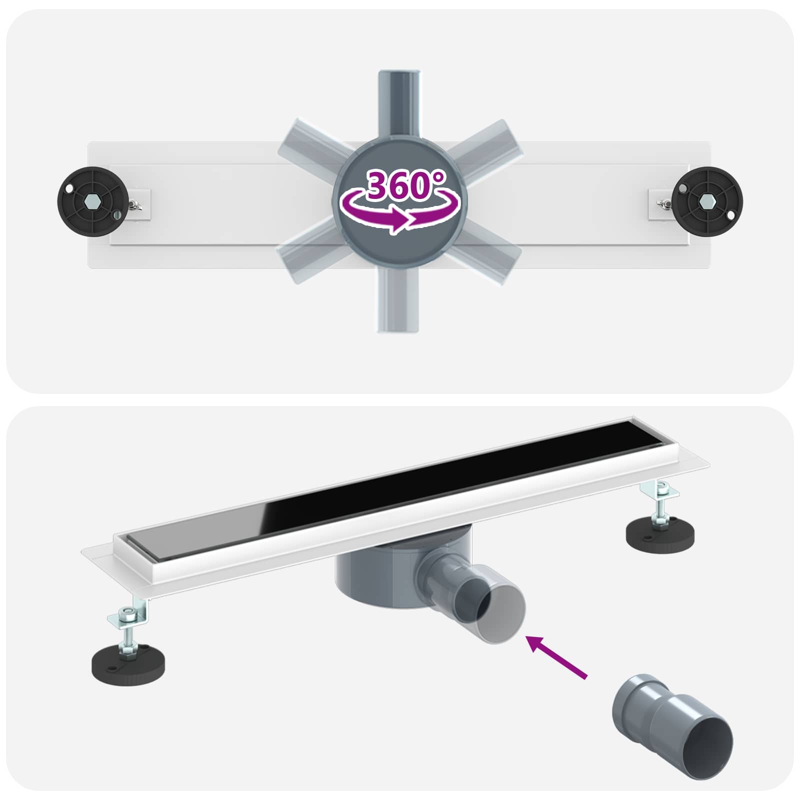 Suihkukaivo Lasikannella Ja 360° Syphonilla Musta 50 Cm
