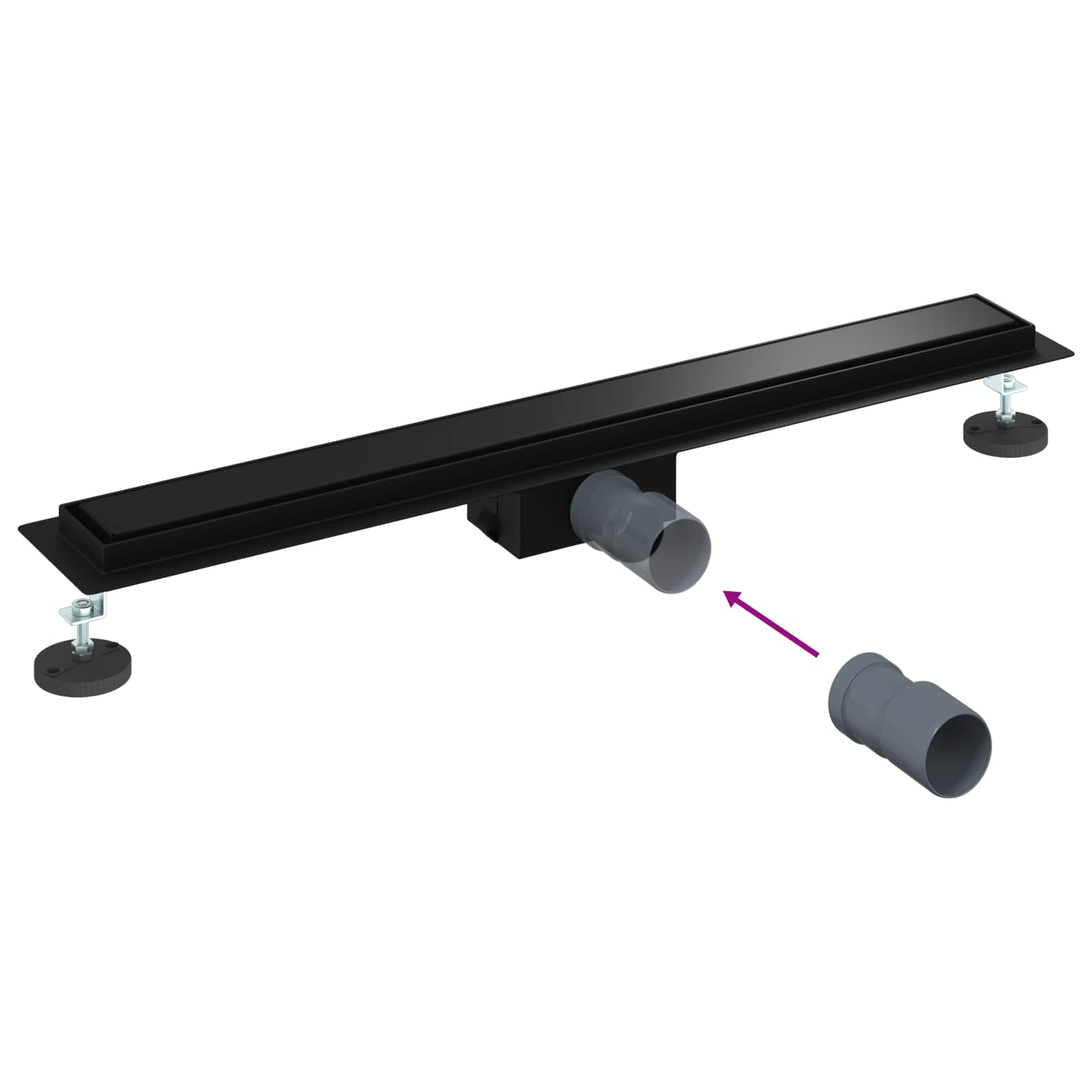 2 In 1 Suihkuviemär Musta 80 Cm Ruostumaton Teräs 304