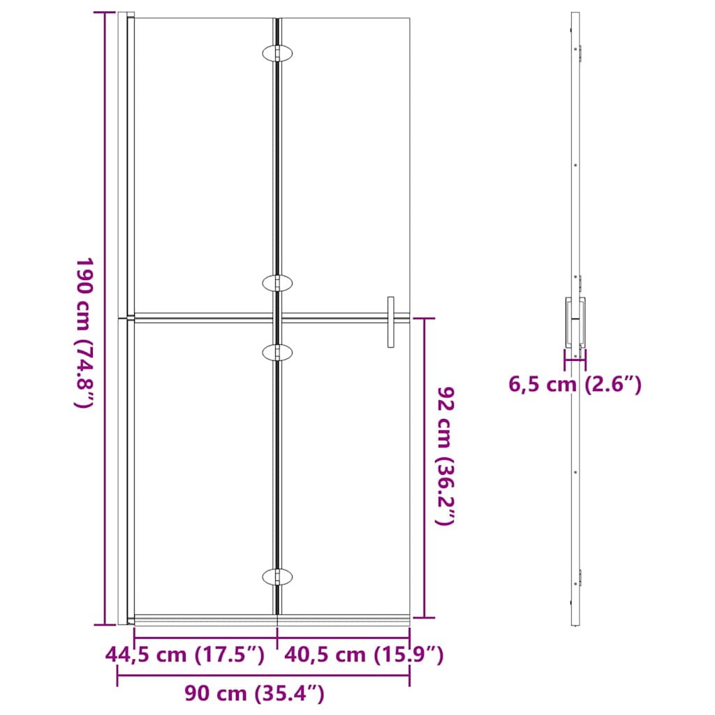 Kävelyyn Tarkoitettu Suihkuseinä Musta 90 X 6.5 X 190 Cm