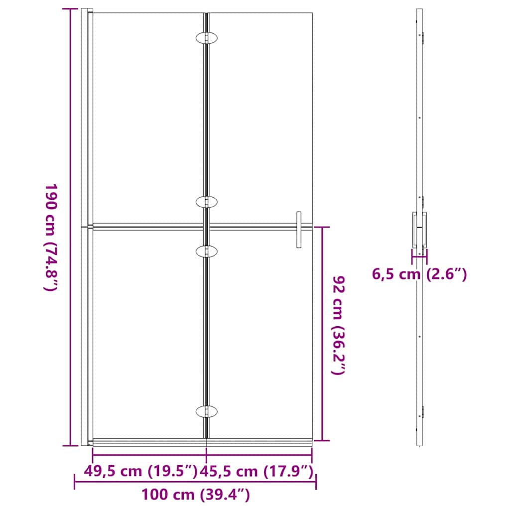 Kävelyyn Tarkoitettu Suihkuseinä Musta 100 X 6,5 X 190 Cm