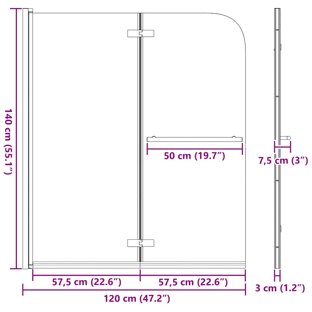 Suihkuseinä Kulta 120 X 140 Cm Esg-Lasi Ja Alumiini