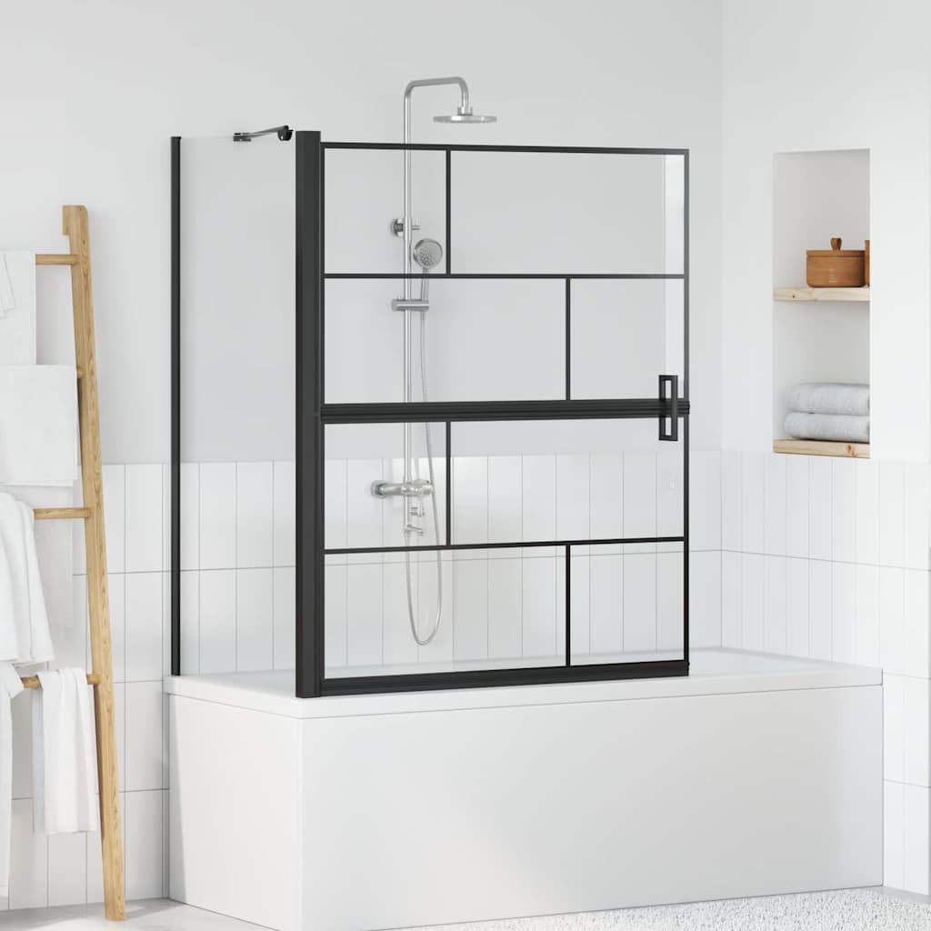 Kylpy Suihkuverho Musta Ja Läpinäkyvä 100 X 68 X 128 Cm
