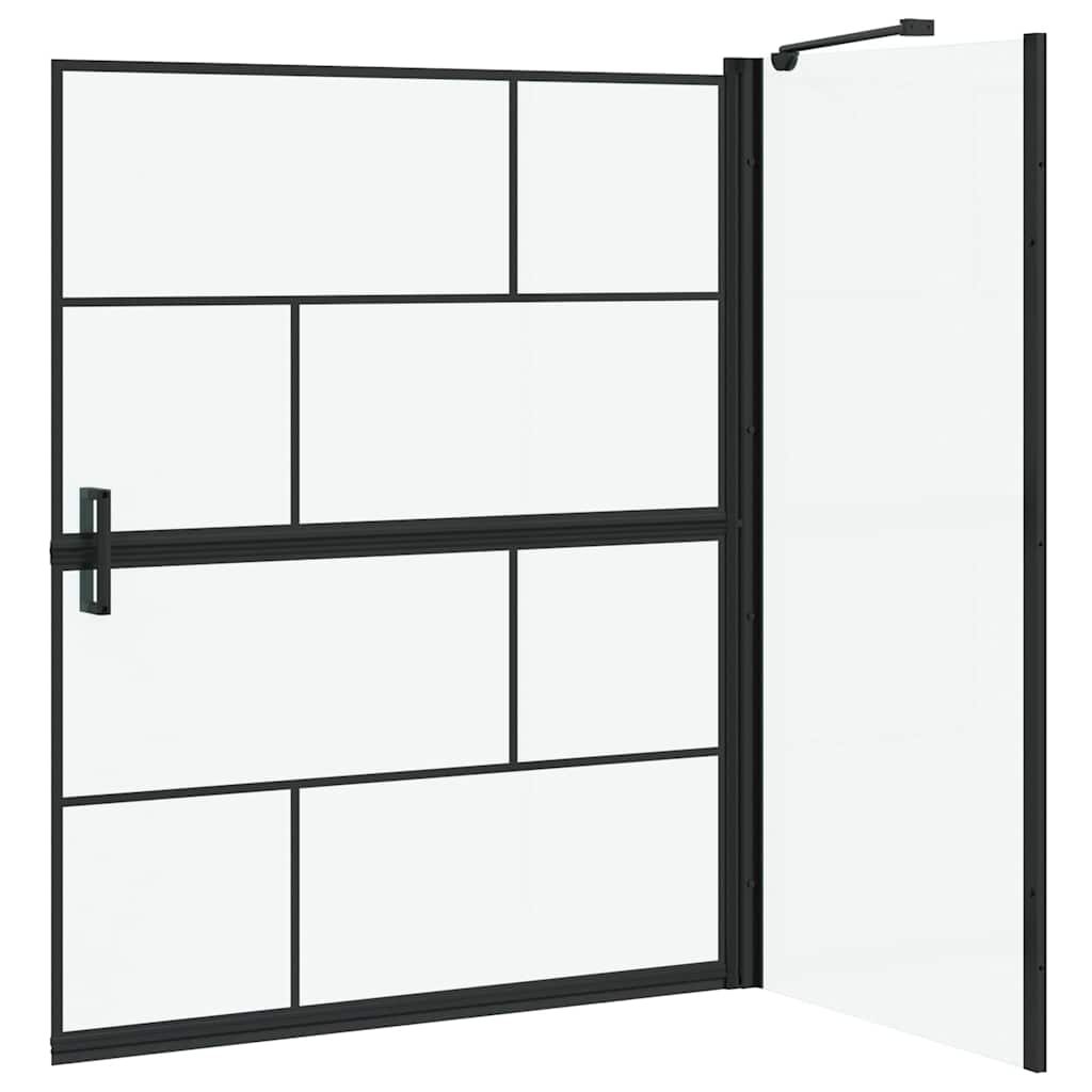 Kylpy Suihkuverho Musta Ja Läpinäkyvä 100 X 68 X 128 Cm