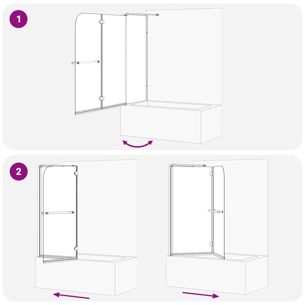 Bi-Folding Suihkusulku Tumma Läpinäkyvä 120 X 67 X 129 Cm