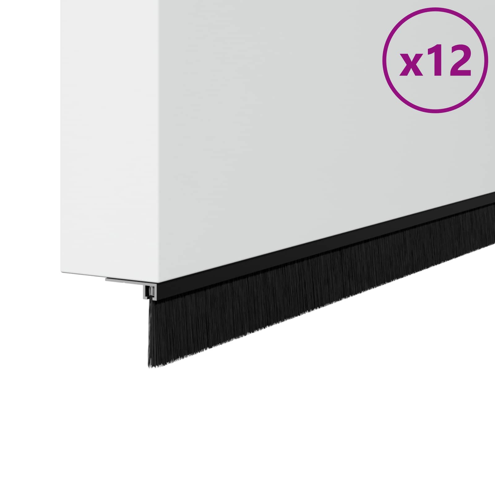 Itsekiinnittyvät Oven Harjatiivisteet 12 Pcs Musta 100 Cm