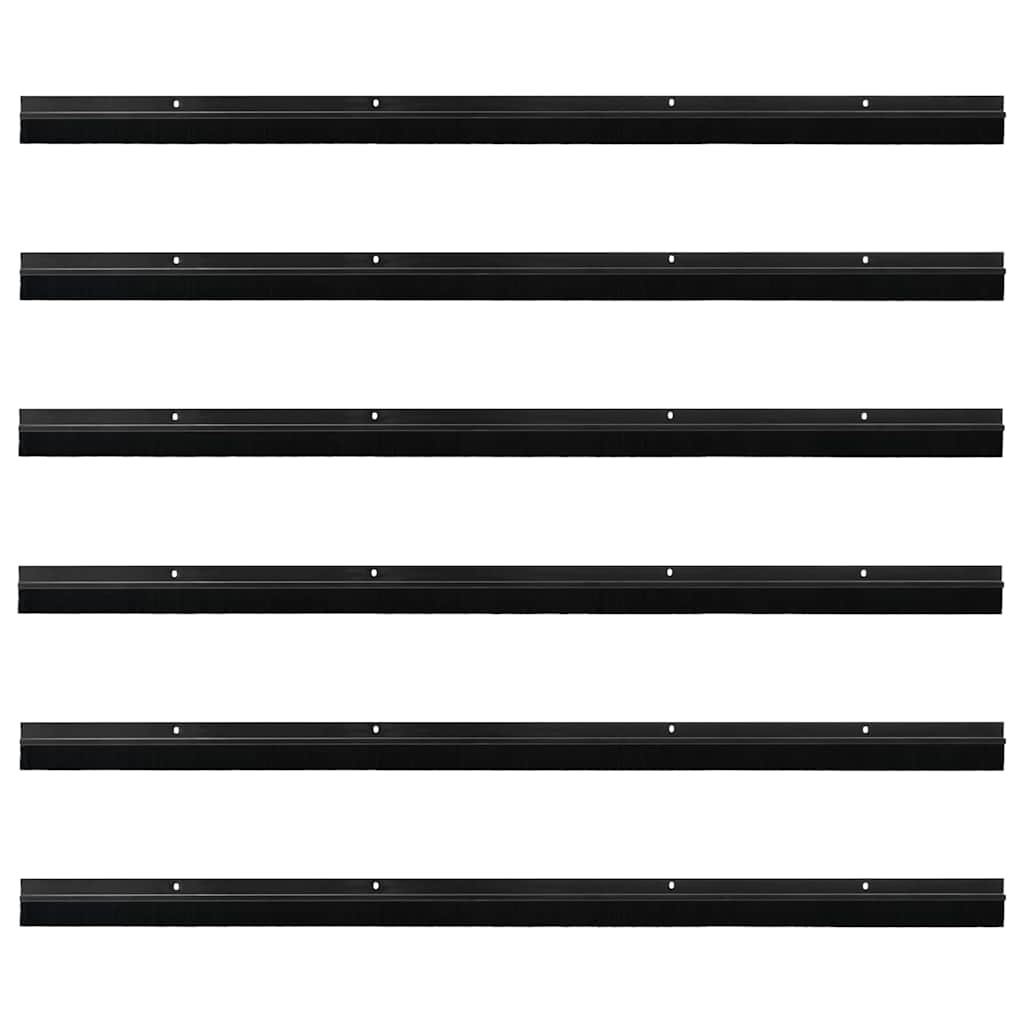 Kierteellinen Oven Harjasulku 6 Pcs Musta 100 Cm Alumiiniseos