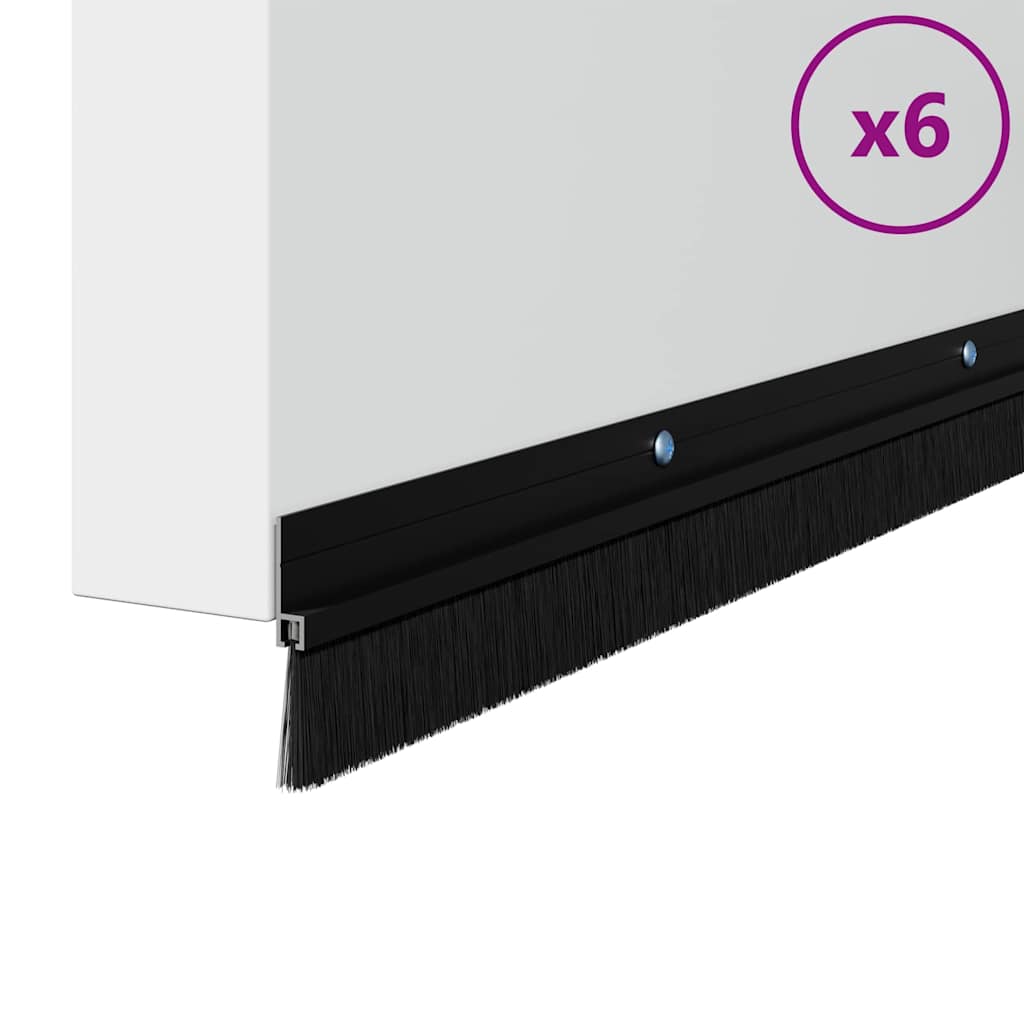 Kierteellinen Oven Harjasulku 6 Pcs Musta 100 Cm Alumiiniseos