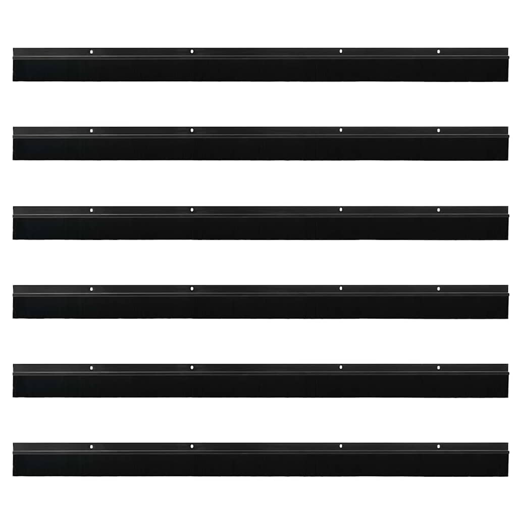 Kierteellinen Oven Harjasulku 6 Pcs Musta 100 Cm Alumiiniseos