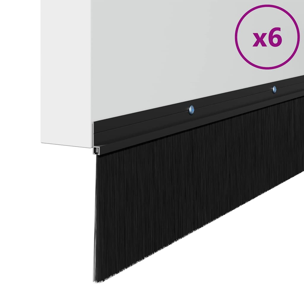 Kierteellinen Oven Harjasulku 6 Pcs Musta 100 Cm Alumiiniseos