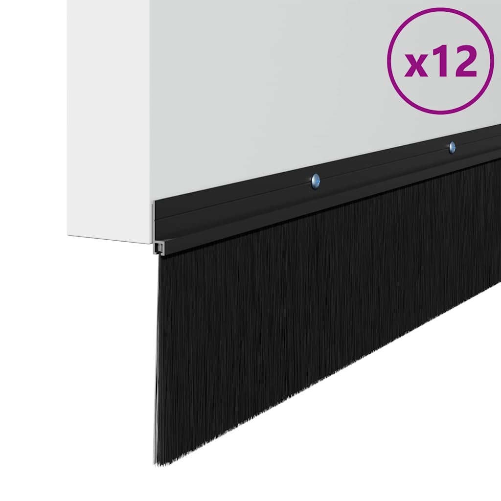 Kierteellinen Oven Harjasulku 12 Pcs Musta 100 Cm Alumiiniseos