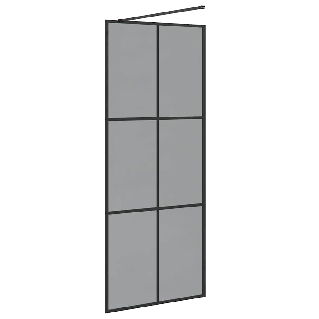 Kävelykylpyhuoneen Seinä Musta 80 X 195 Cm Karkaistu Lasi