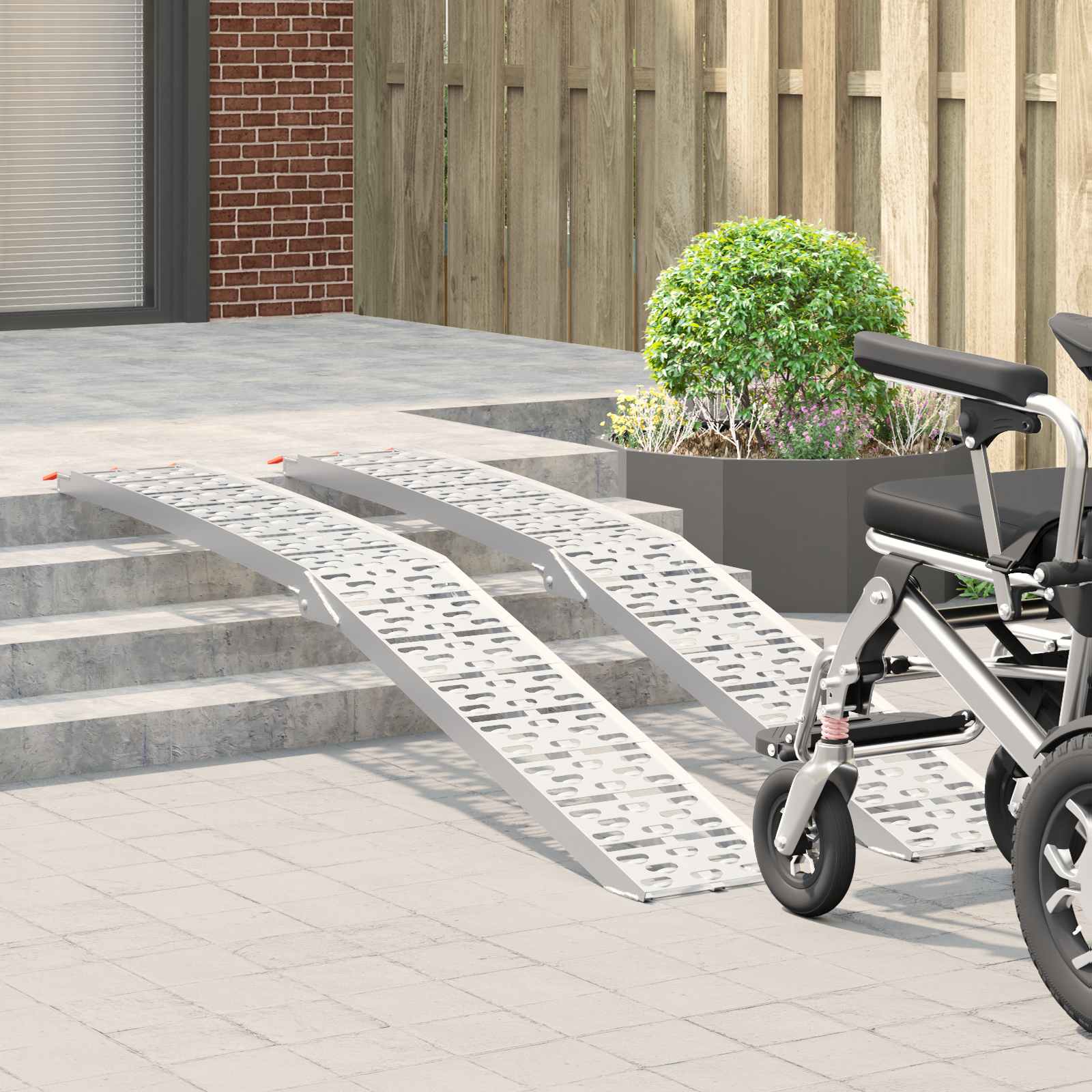 Kokoontaittuva Moottoripyöräramppu 340 Kg Per Ramp 2 Pcs Hopea