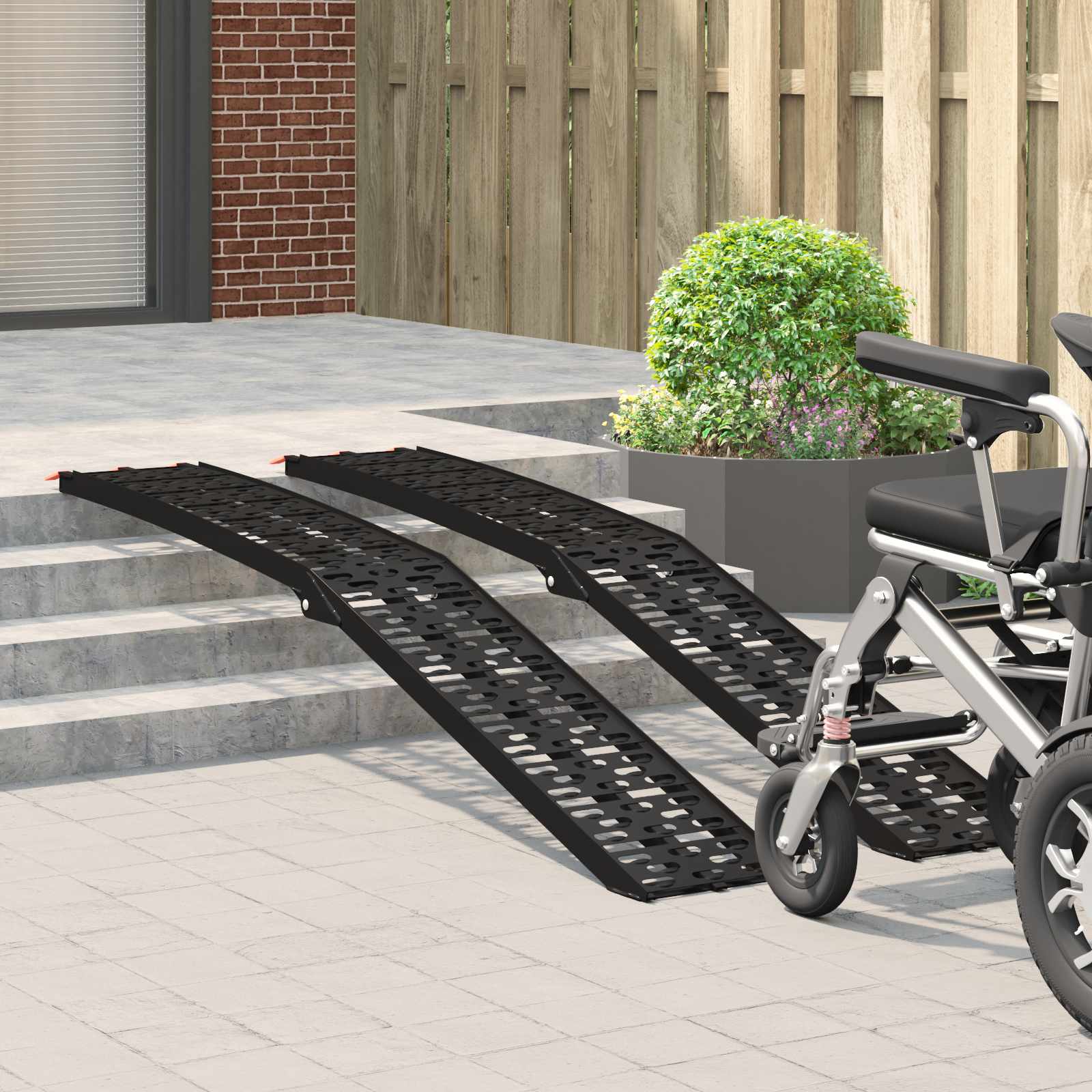Kokoontaittuva Moottoripyöräramppu 340 Kg Per Ramp 2 Pcs Musta