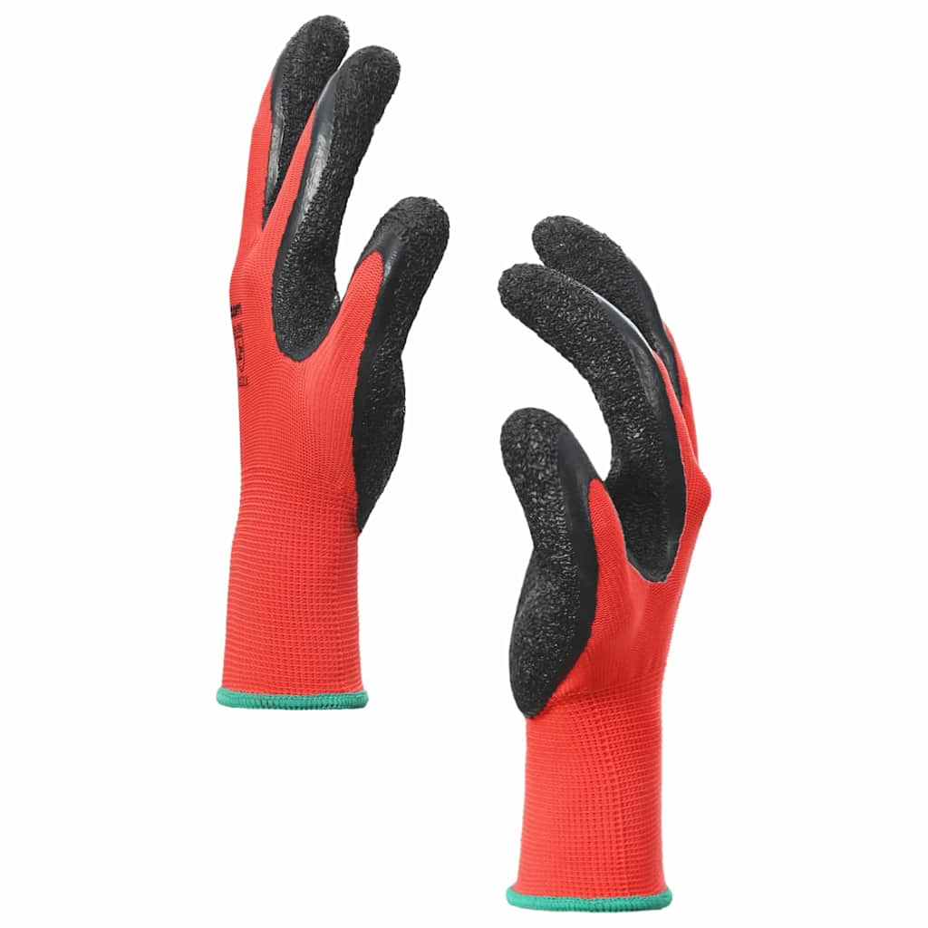 Työhanskat 24 Pcs Punainen Ja Musta 11 / Xxl Lateksipinnoite