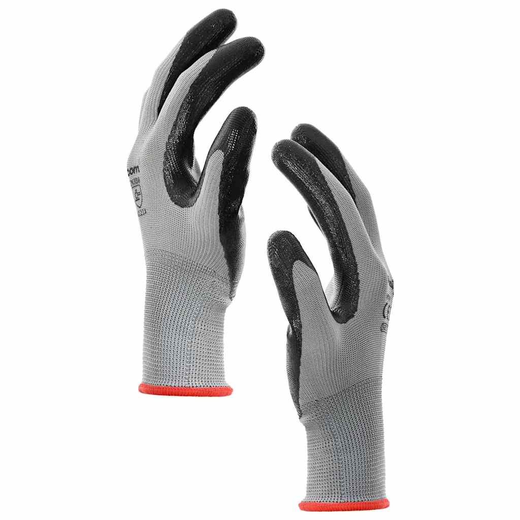 Työhanskat 24 Pcs Harmaa Ja Musta 7 / S Polyesteri