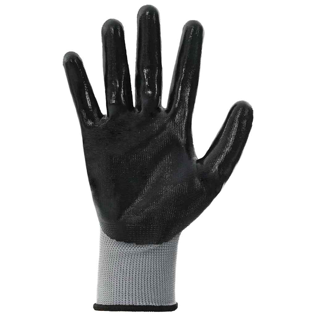 Työhanskat 24 Pcs Harmaa Ja Musta 10 / Xl Polyesteri