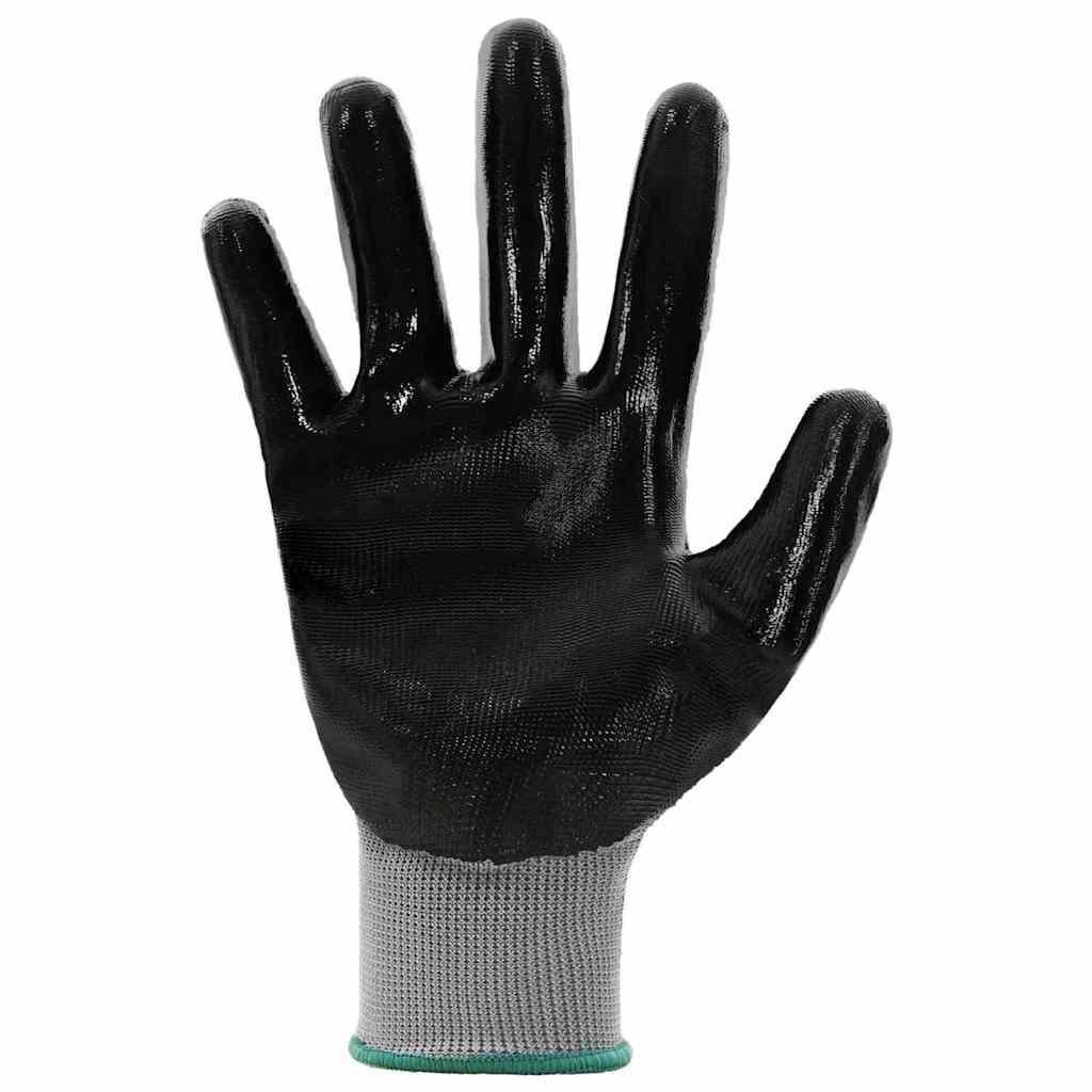 Työhanskat 12 Pcs Harmaa Ja Musta 11 / Xxl Polyesteri