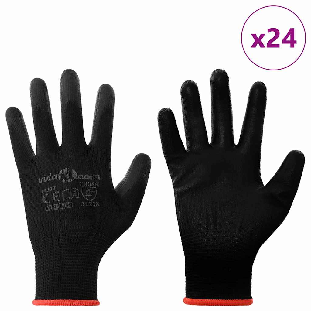 Työhanskat 24 Pcs Musta 7 / S Polyesteri