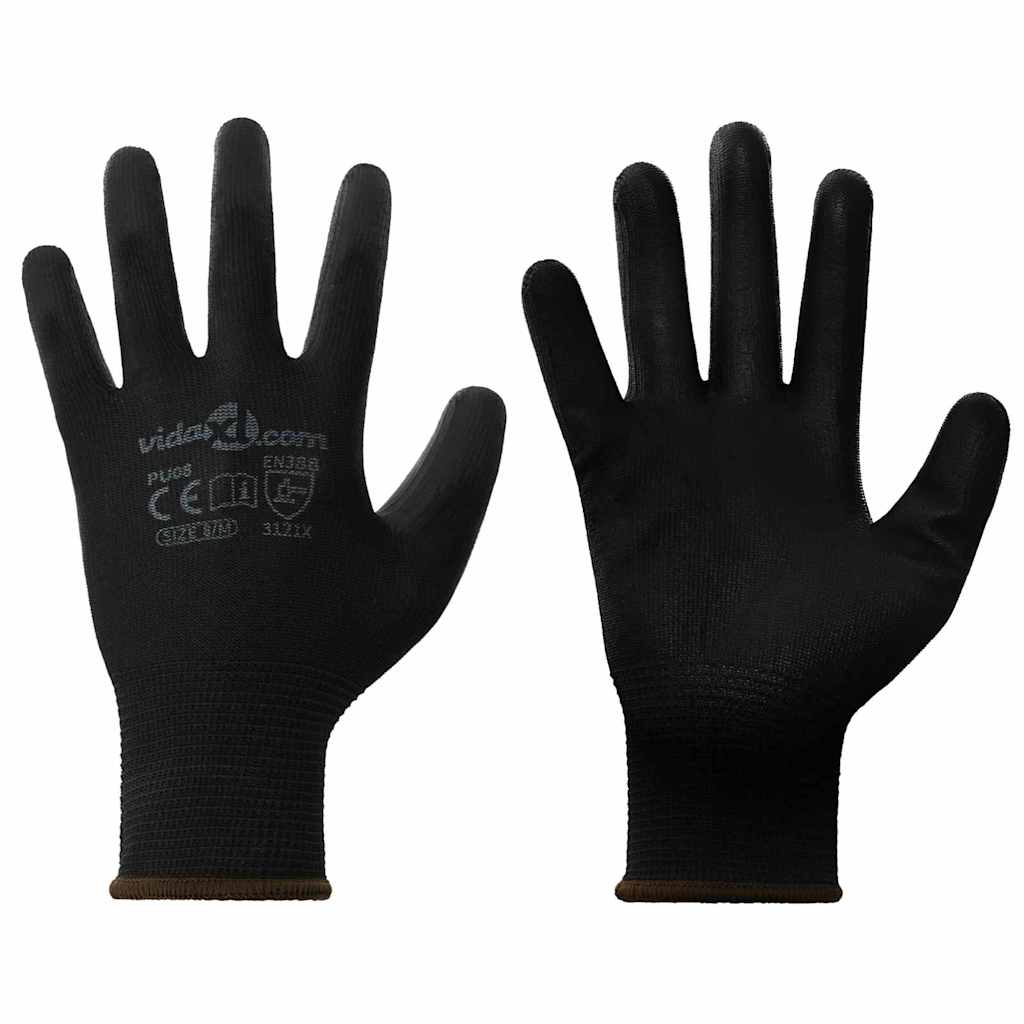 Työhanskat 12 Pcs Musta 8 / M Polyesteri