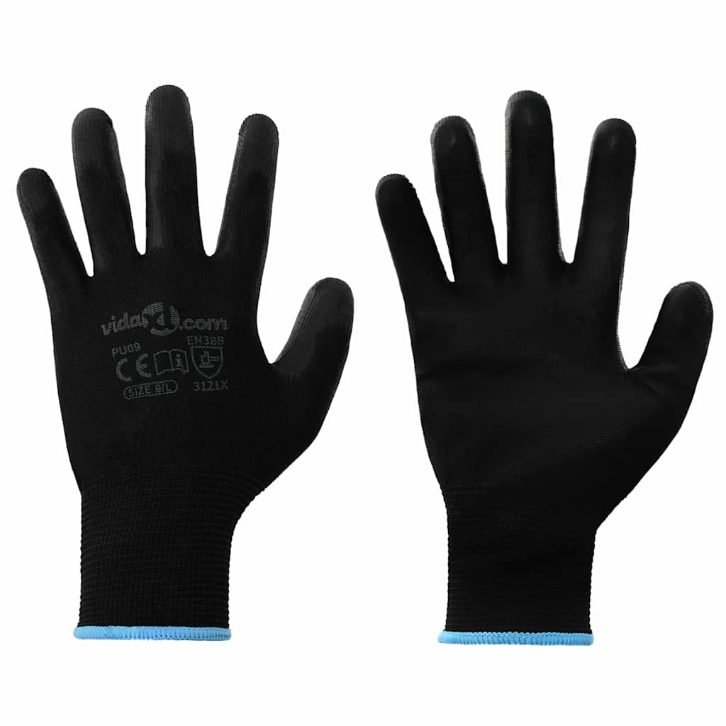Työhanskat 24 Pcs Musta 9 / L Polyesteri