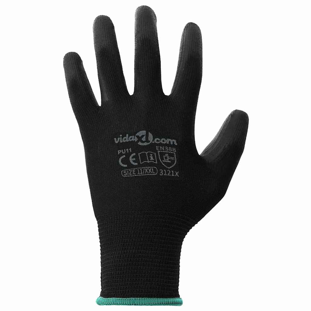 Työhanskat 24 Pcs Musta 11 / Xxl Polyesteri