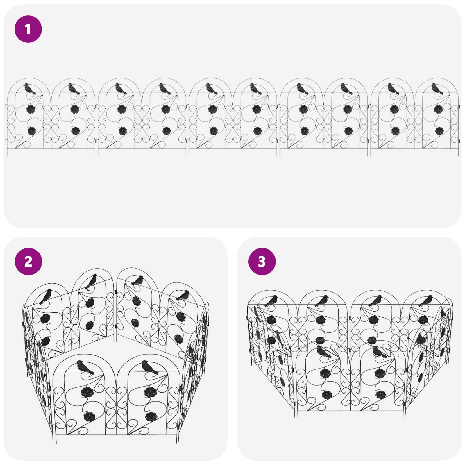 Puutarha-Aita 5 Pcs Musta Teräs
