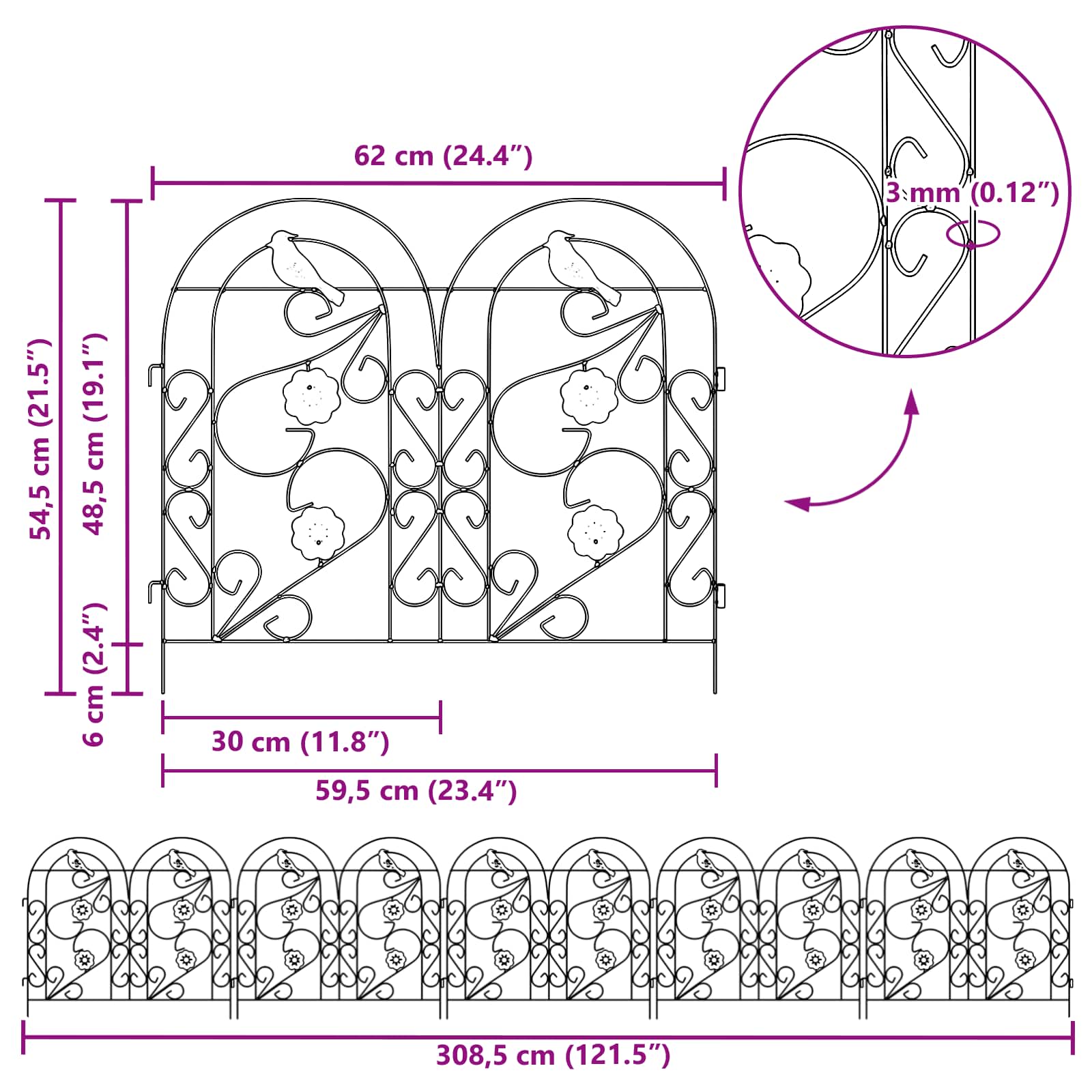 Puutarha-Aita 5 Pcs Musta Teräs