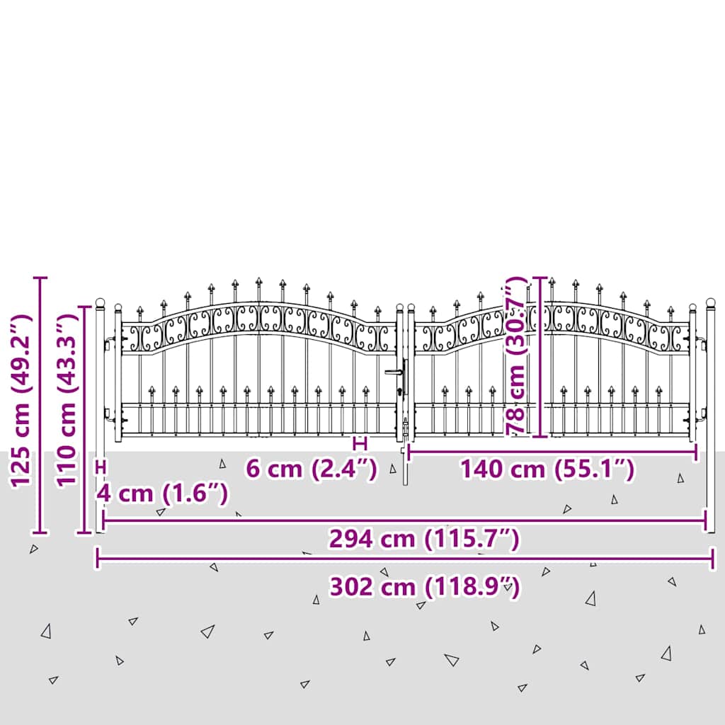 Aitaovi Kärkiyksiköllä Kampen 305 X 75 Cm Teräs Harmaa