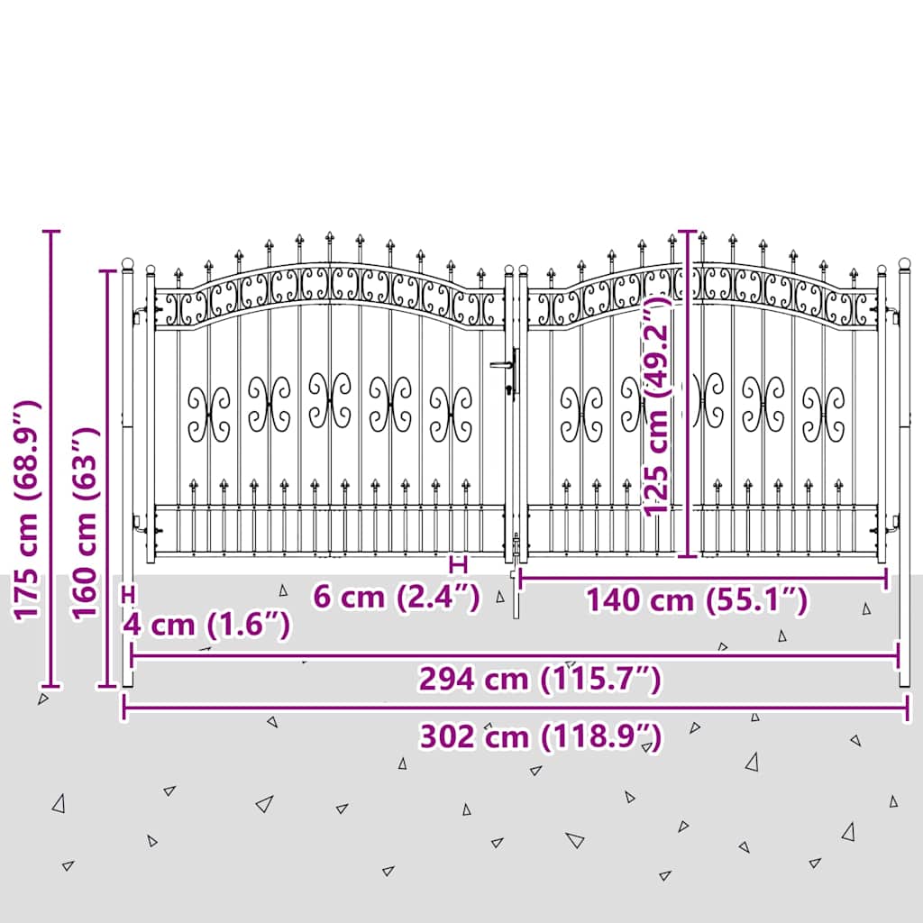 Aitaovi Kärkiyksiköllä Kampen 305 X 125 Cm Teräs Harmaa